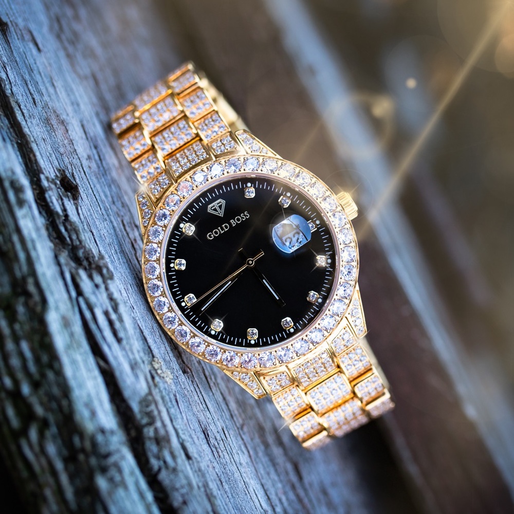 COPY - NEW IN BOX Buss Down Iced Out Gold Watch